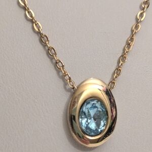 Sarah Coventry 16 or 18" Necklace Gold with Blue gemstone